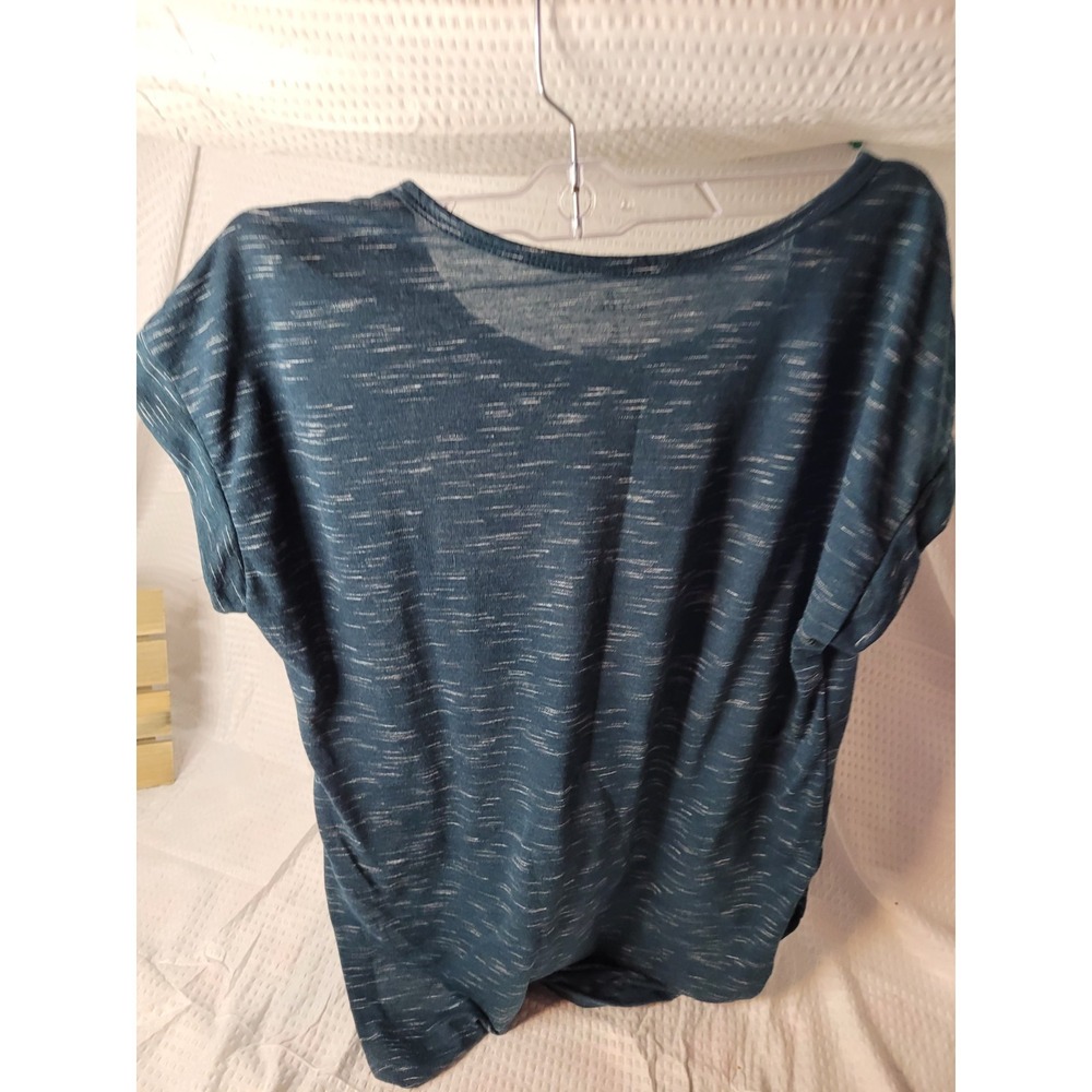 Just Be Womens Small Teal Space Dye Celestial Sun Moon Graphic T-Shirt